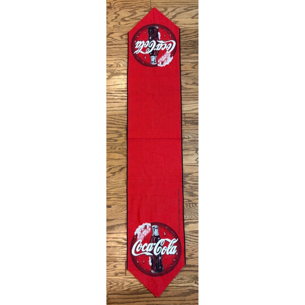 Coca-Cola Red Woven Tapestry Table Runner 5.5 ft x 13" Classic Bottle Logo Decor